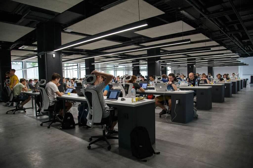 A Talentbes client team at work in a modern office